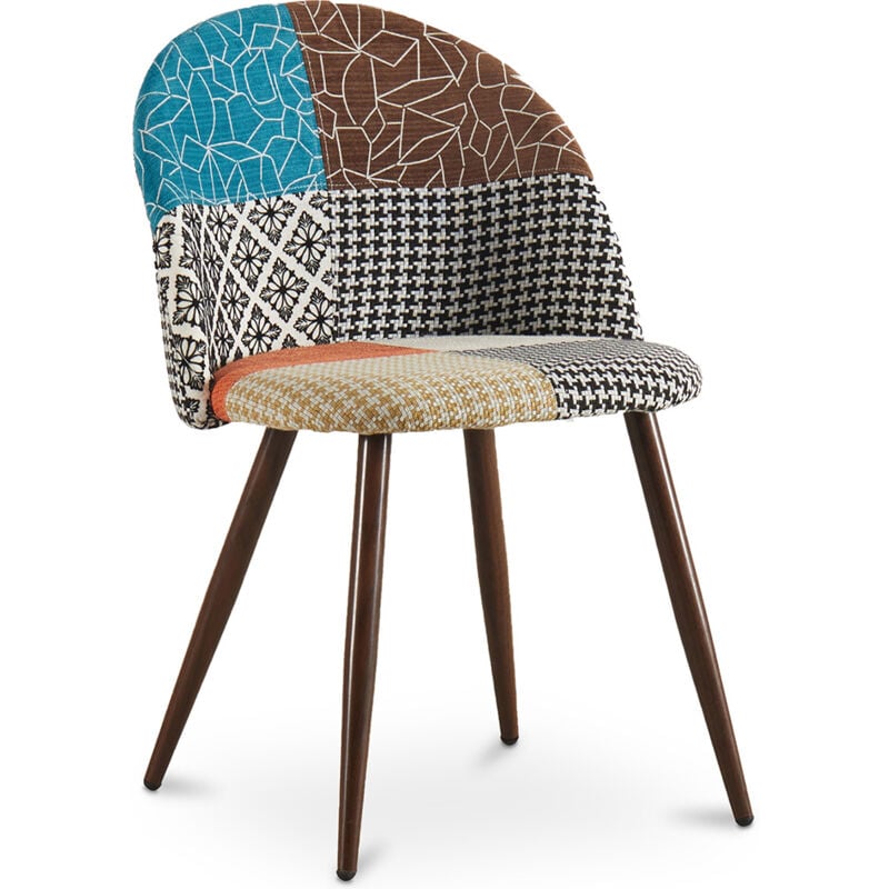 foto del prodotto sedia da pranzo imbottita in patchwork stile scandinavo patty multicolore