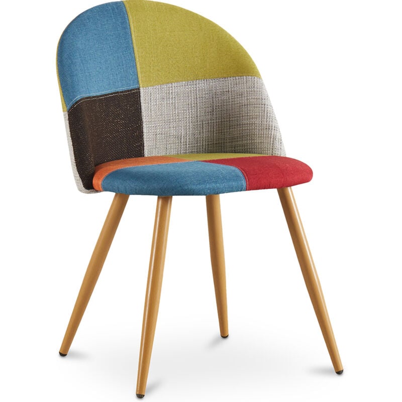 foto del prodotto sedia da pranzo imbottita in patchwork stile scandinavo simona multicolore