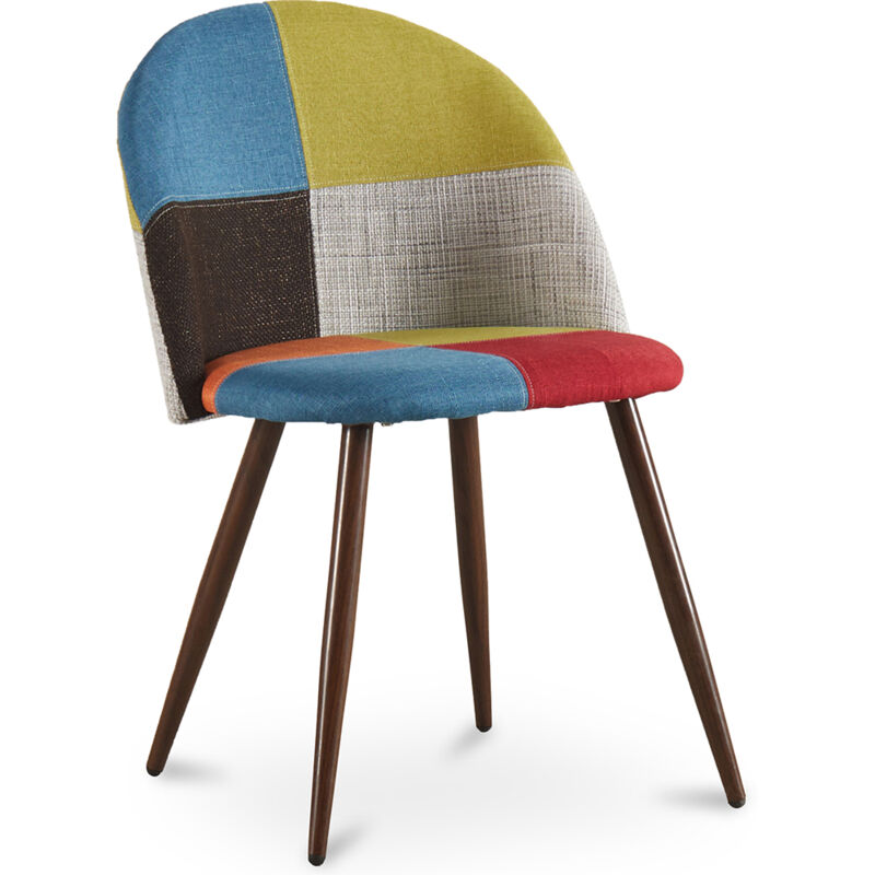 foto del prodotto sedia da pranzo imbottita in patchwork stile scandinavo simona multicolore