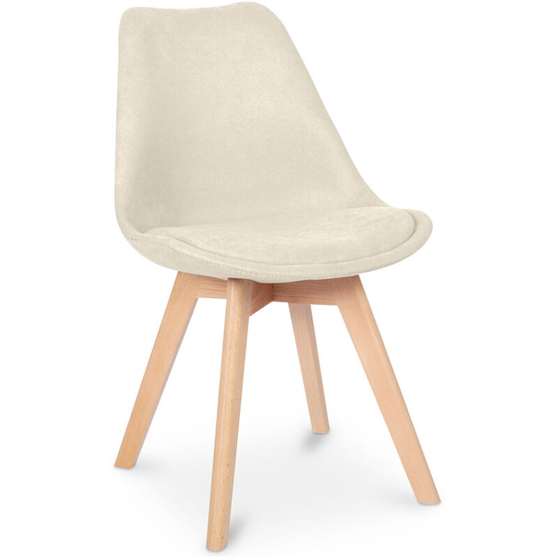 foto del prodotto sedia da pranzo imbottita in tessuto stile scandinavo denisse beige