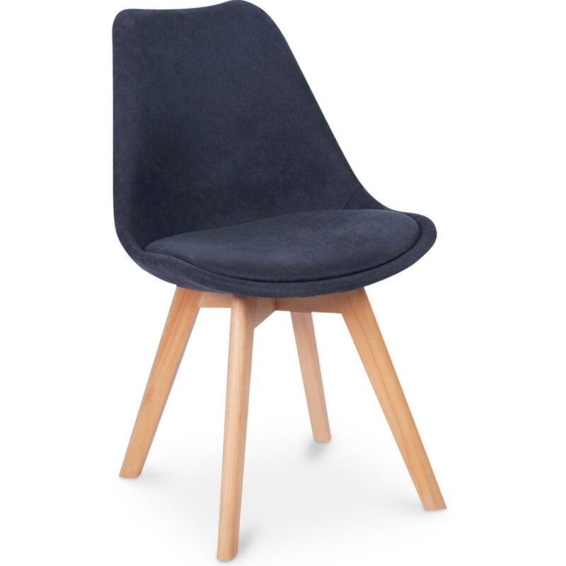 foto del prodotto sedia da pranzo imbottita in tessuto stile scandinavo denisse grigio scuro