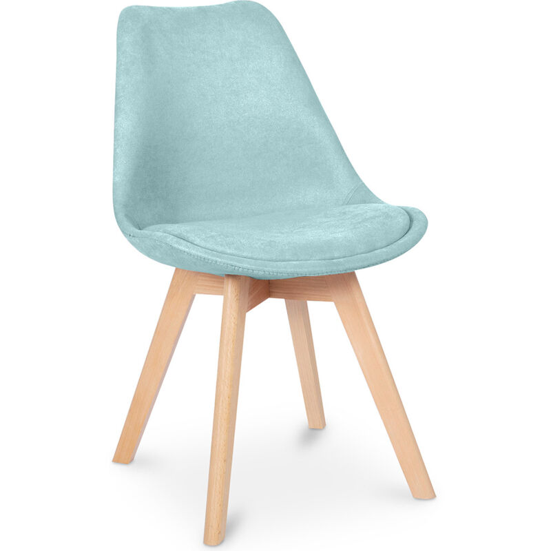 foto del prodotto sedia da pranzo imbottita in tessuto stile scandinavo denisse pastel blue