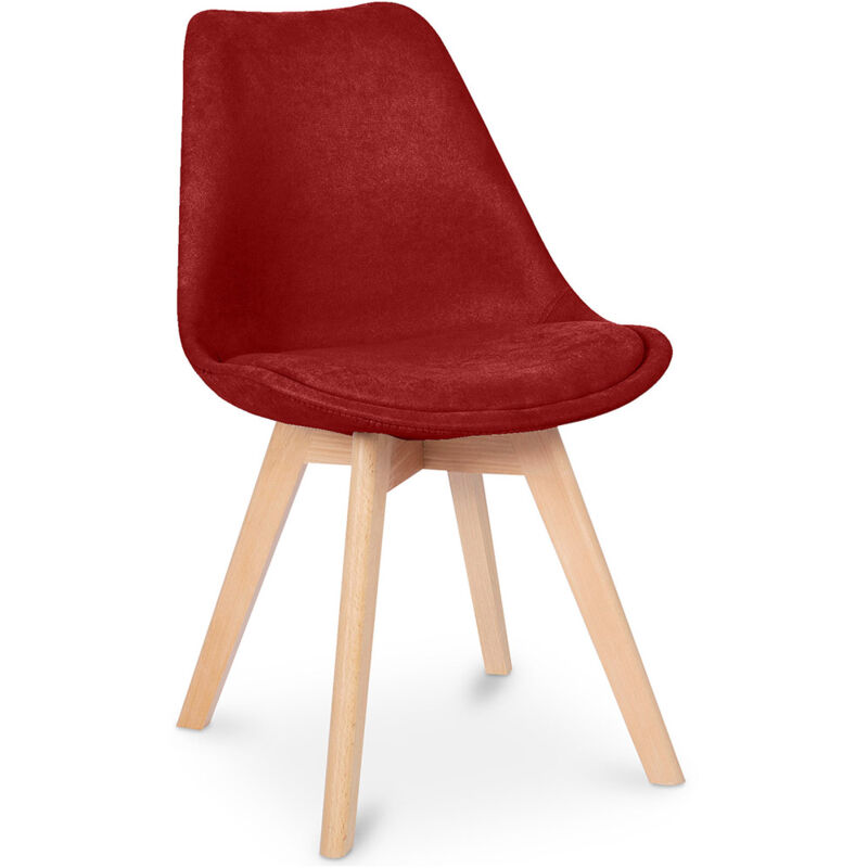 foto del prodotto sedia da pranzo imbottita in tessuto stile scandinavo denisse rosso