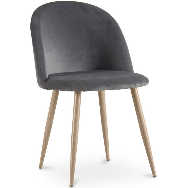 foto del prodotto sedia da pranzo imbottita in velluto stile scandinavo evelyne grigio scuro