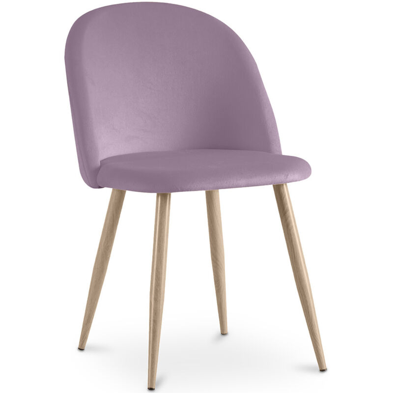 foto del prodotto sedia da pranzo imbottita in velluto stile scandinavo evelyne rosa