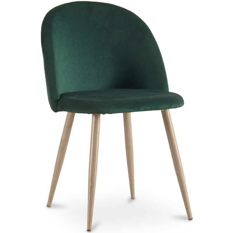 foto del prodotto sedia da pranzo imbottita in velluto stile scandinavo evelyne verde scuro