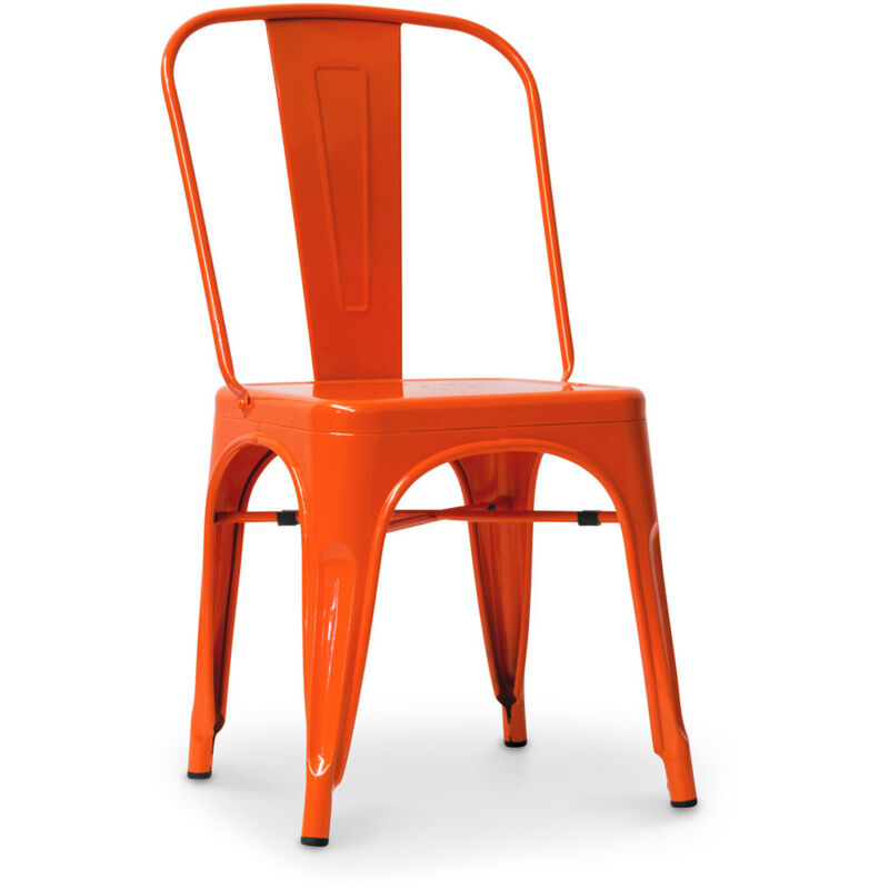 foto del prodotto sedia da pranzo in acciaio design industriale nuova edizione stylix arancione