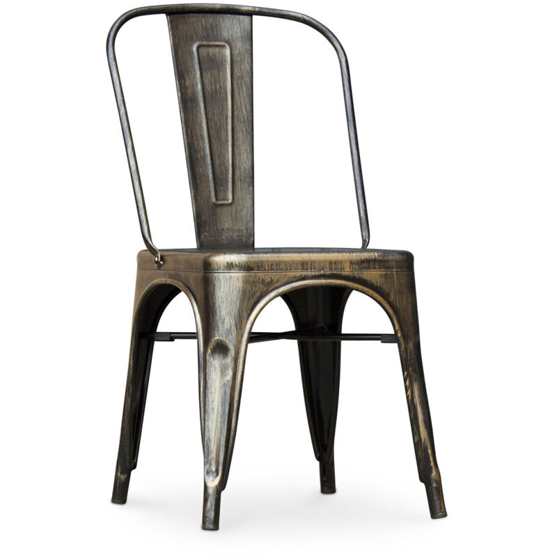 foto del prodotto sedia da pranzo in acciaio design industriale nuova edizione stylix bronze metallizzato