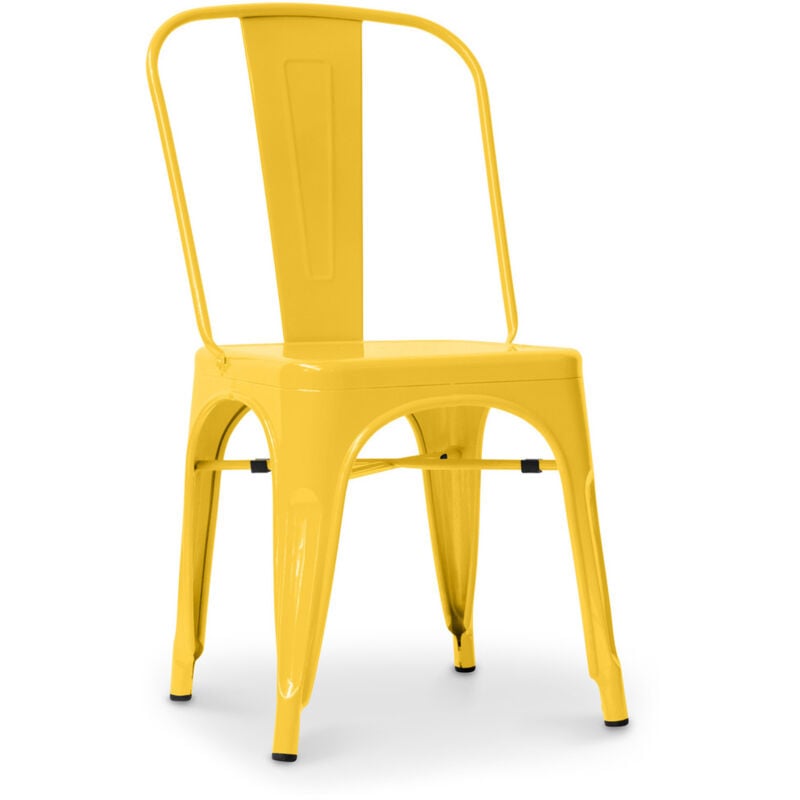 foto del prodotto sedia da pranzo in acciaio design industriale nuova edizione stylix giallo