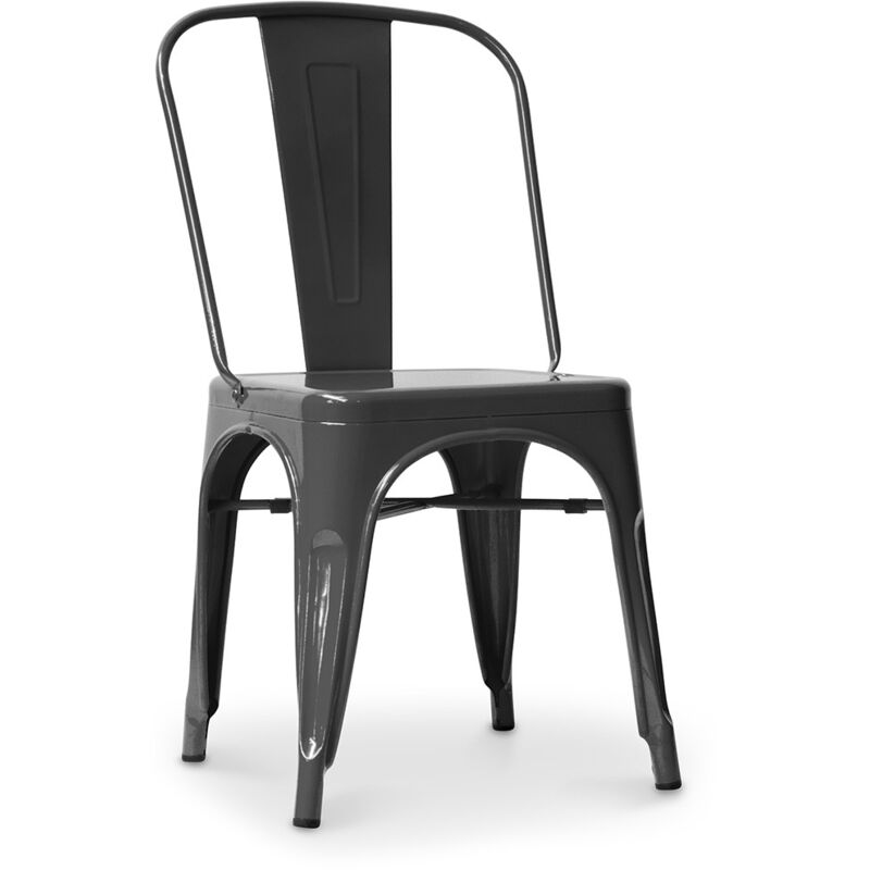 foto del prodotto sedia da pranzo in acciaio design industriale nuova edizione stylix grigio scuro
