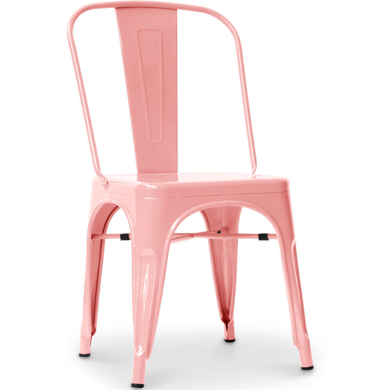 foto del prodotto sedia da pranzo in acciaio design industriale nuova edizione stylix pastel orange