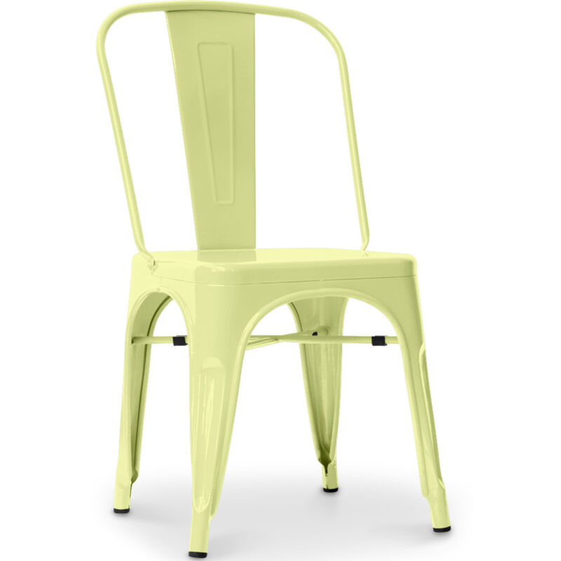 foto del prodotto sedia da pranzo in acciaio design industriale nuova edizione stylix pastel yellow