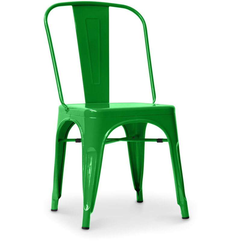 foto del prodotto sedia da pranzo in acciaio design industriale nuova edizione stylix verde