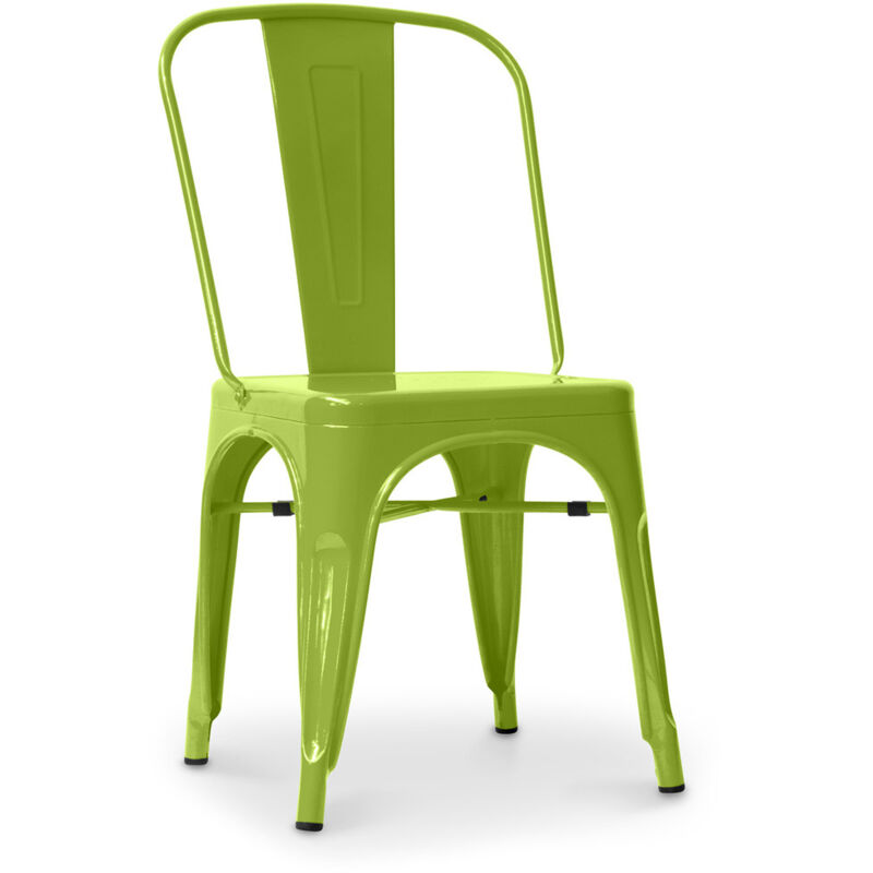 foto del prodotto sedia da pranzo in acciaio design industriale nuova edizione stylix verde chiaro