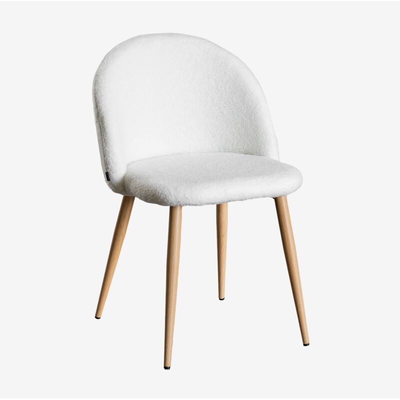 foto del prodotto sedia da pranzo in boucl kana sklum bianco avorio