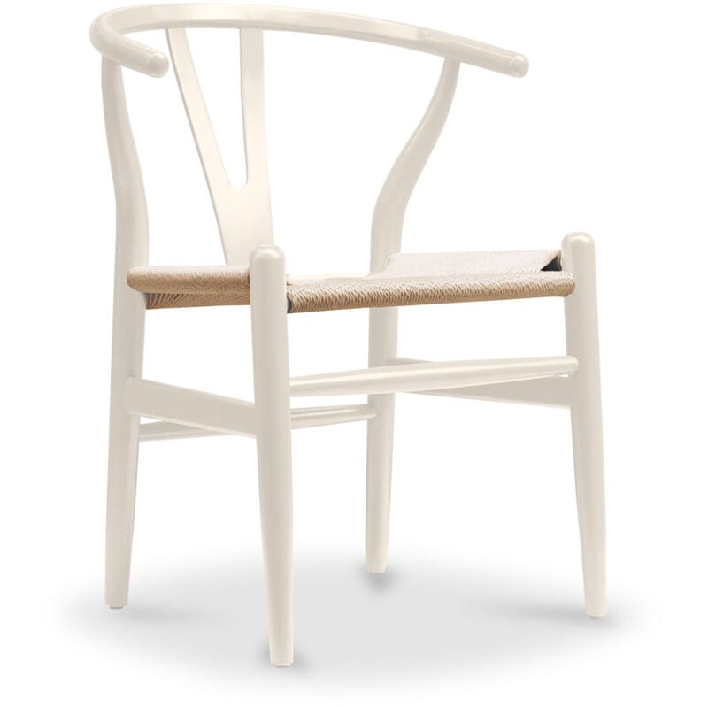 foto del prodotto sedia da pranzo in legno stile scandinavo wish avorio