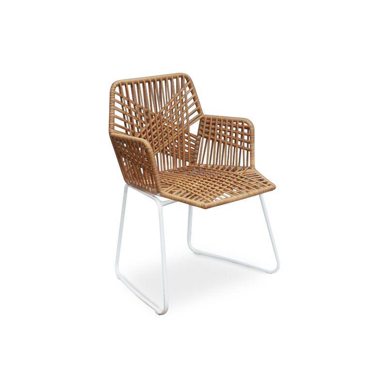 foto del prodotto sedia da pranzo in rattan sedia da giardino boho bali design tale bianco