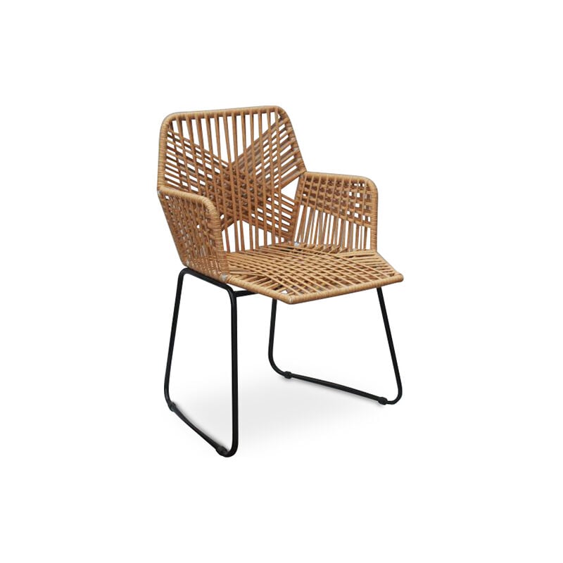 foto del prodotto sedia da pranzo in rattan sedia da giardino boho bali design tale nero