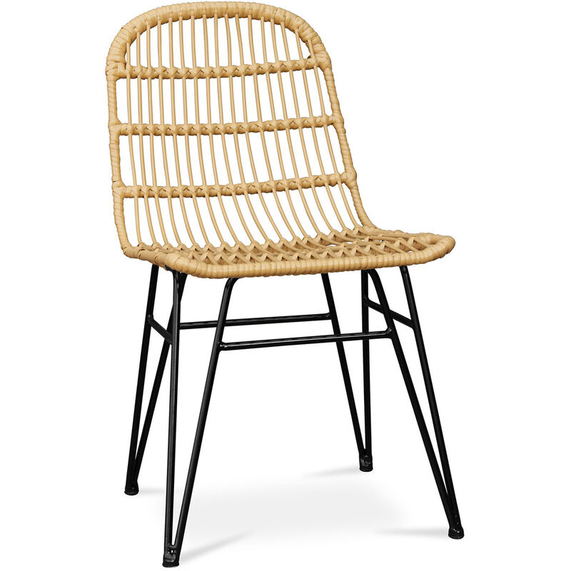 foto del prodotto sedia da pranzo in rattan stile boho many marrone chiaro