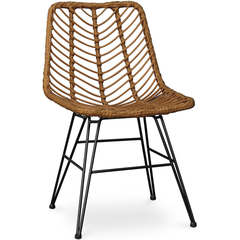 foto del prodotto sedia da pranzo in rattan stile boho mia legno naturale