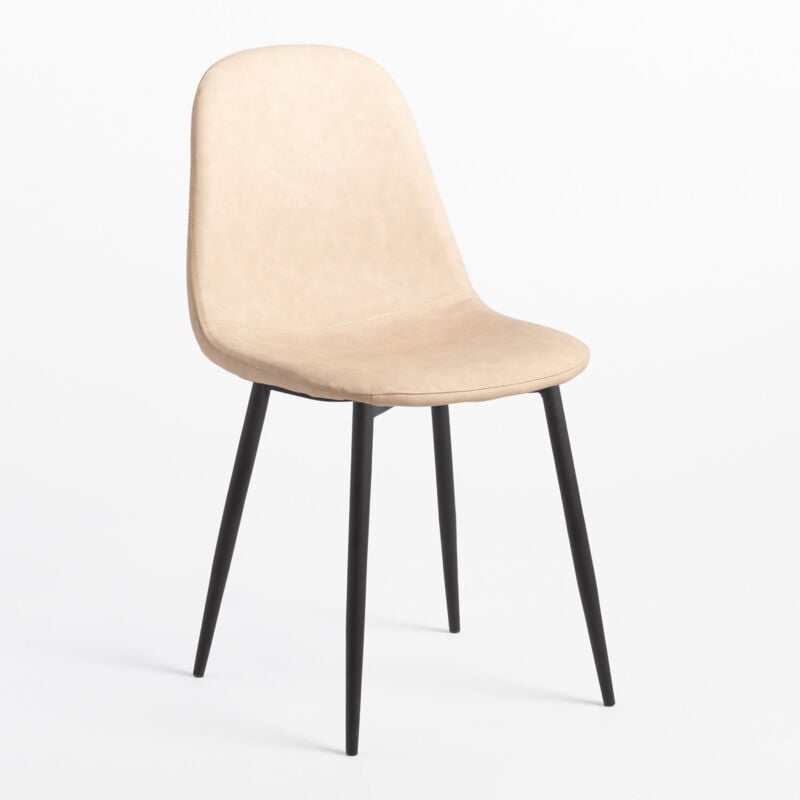 foto del prodotto sedia da pranzo in similpelle glamm sklum beige crema nero