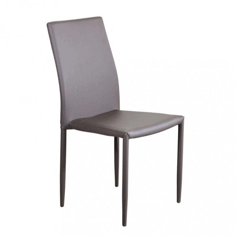 foto del prodotto sedia da pranzo moderna in ecopelle,acciaio cm 41x43x90 rachel colore marrone