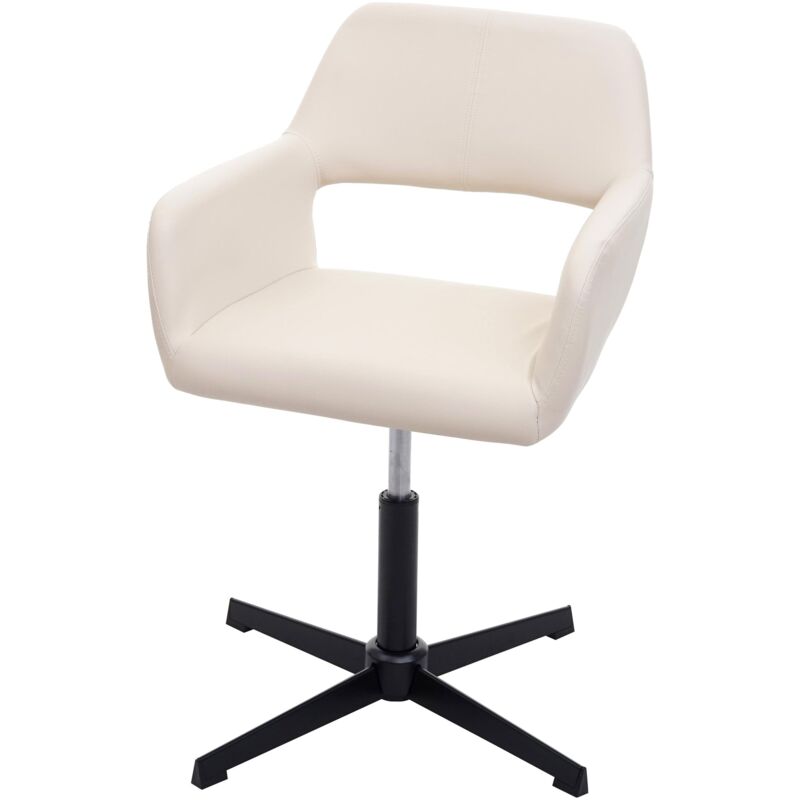 foto del prodotto sedia da pranzo per ufficio regolabile in altezza in sintetico crema, gambe in acciaio nero 040003409