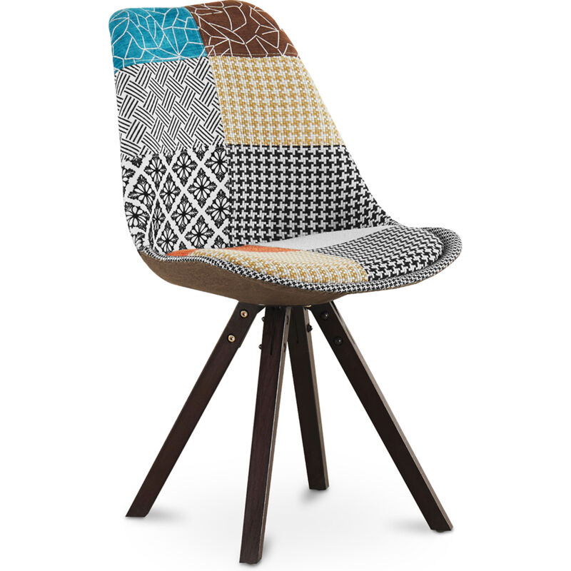 foto del prodotto sedia da pranzo rivestita in patchwork patty multicolore