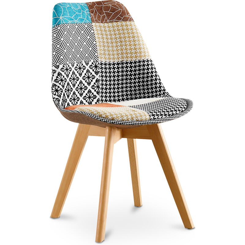 foto del prodotto sedia da pranzo rivestita in patchwork patty multicolore