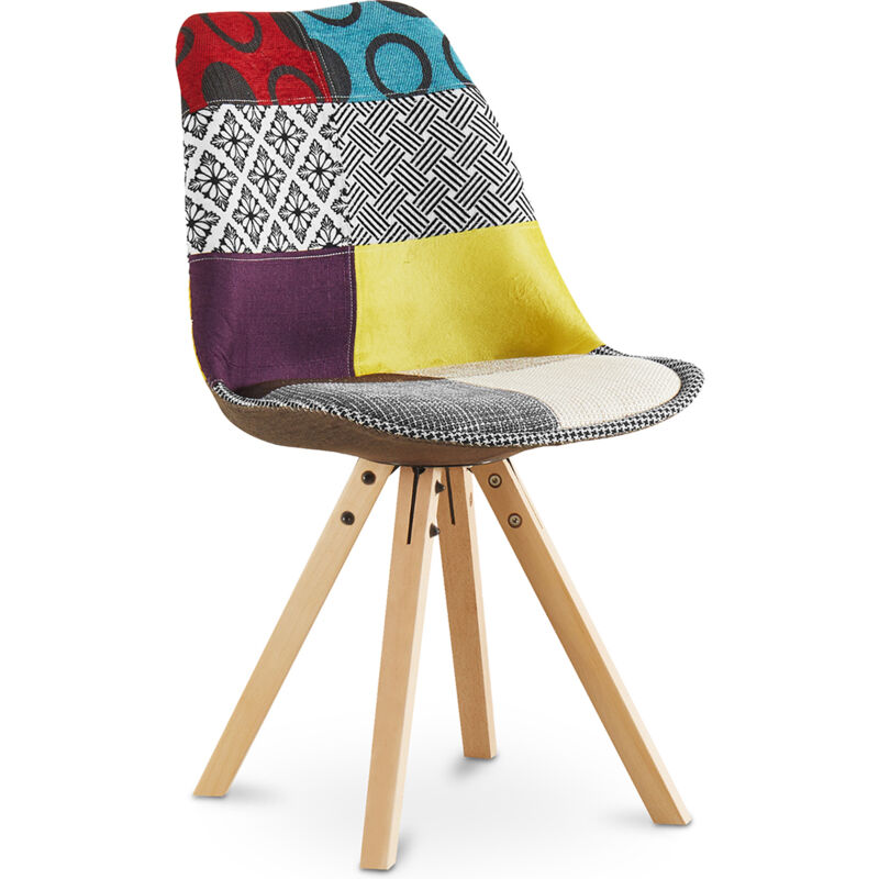 foto del prodotto sedia da pranzo rivestita in patchwork ray multicolore
