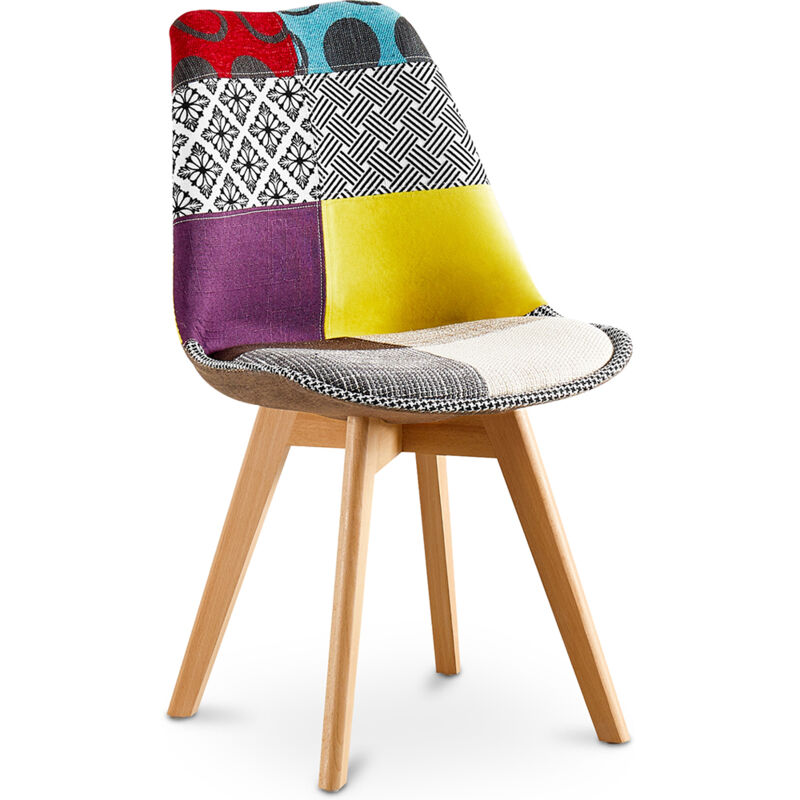 foto del prodotto sedia da pranzo rivestita in patchwork ray multicolore