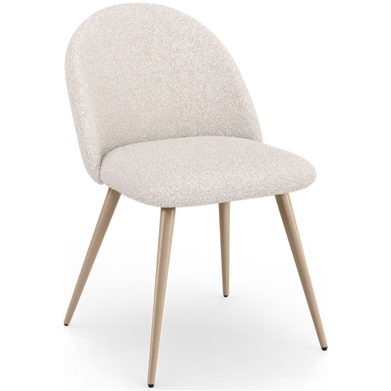 foto del prodotto sedia da pranzo rivestita in tessuto boucl design scandinavo evelyne bianco