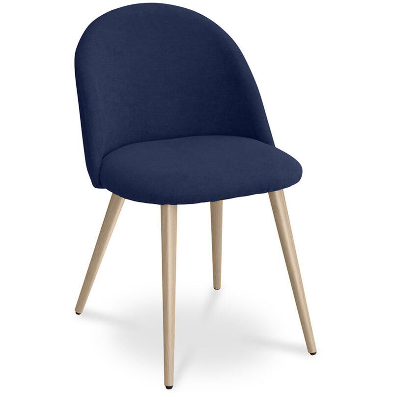foto del prodotto sedia da pranzo rivestita in tessuto stile scandinavo evelyne blu scuro