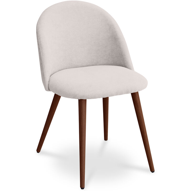foto del prodotto sedia da pranzo rivestita in tessuto stile scandinavo evelyne crema