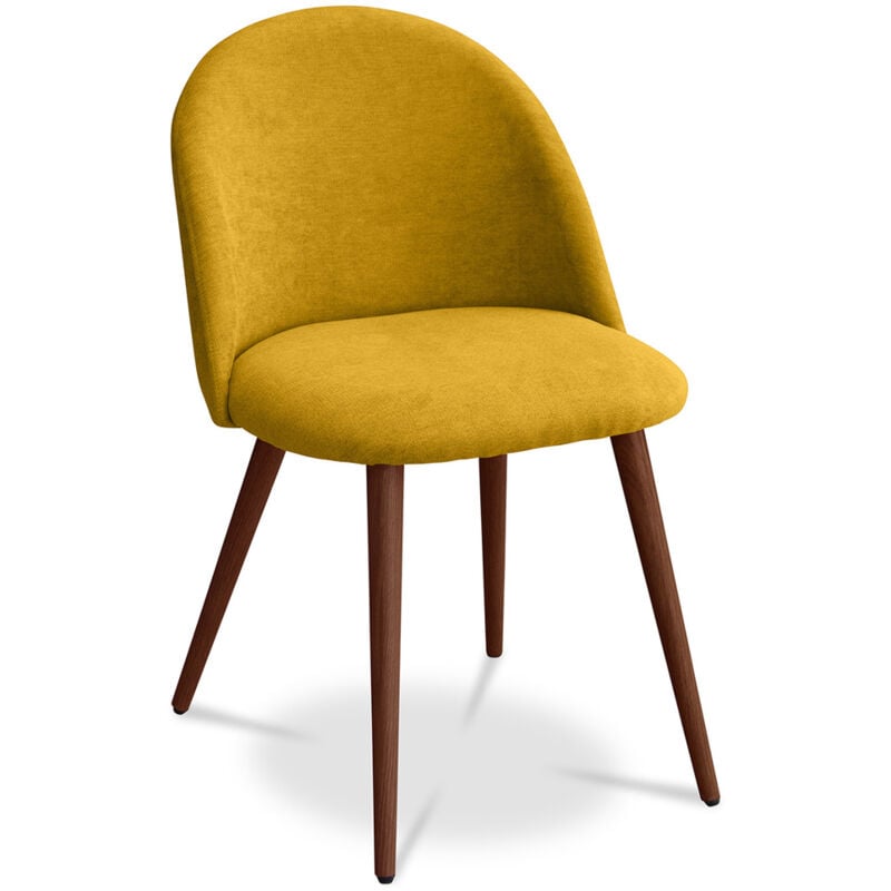 foto del prodotto sedia da pranzo rivestita in tessuto stile scandinavo evelyne giallo
