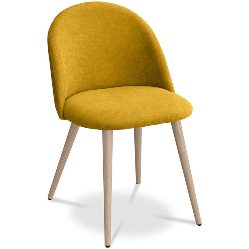 foto del prodotto sedia da pranzo rivestita in tessuto stile scandinavo evelyne giallo