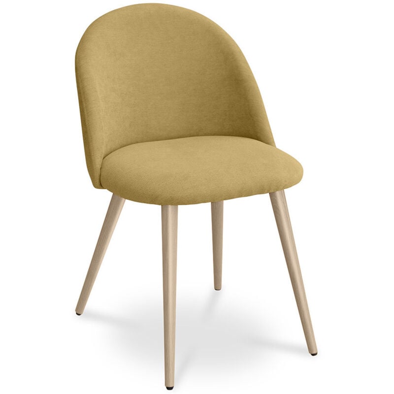 foto del prodotto sedia da pranzo rivestita in tessuto stile scandinavo evelyne giallo chiaro