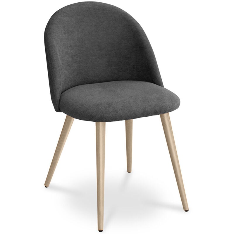 foto del prodotto sedia da pranzo rivestita in tessuto stile scandinavo evelyne grigio scuro