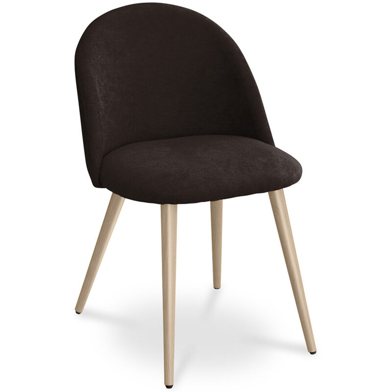 foto del prodotto sedia da pranzo rivestita in tessuto stile scandinavo evelyne marrone scuro