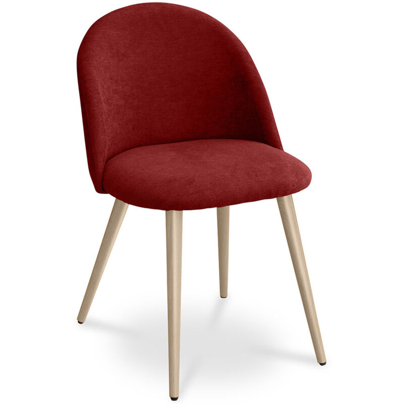 foto del prodotto sedia da pranzo rivestita in tessuto stile scandinavo evelyne rosso