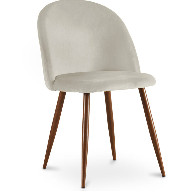foto del prodotto sedia da pranzo rivestita in velluto design scandinavo evelyne grigio chiaro