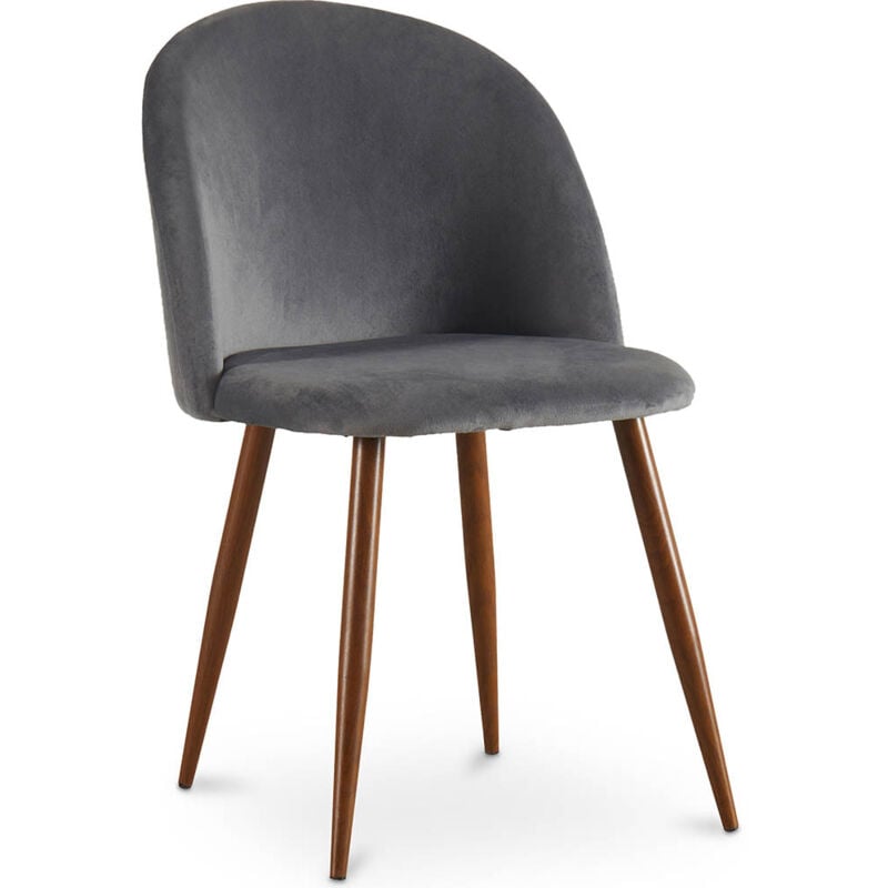 foto del prodotto sedia da pranzo rivestita in velluto design scandinavo evelyne grigio scuro