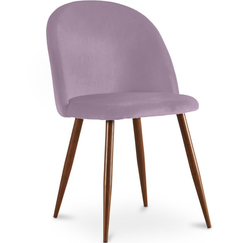 foto del prodotto sedia da pranzo rivestita in velluto design scandinavo evelyne rosa
