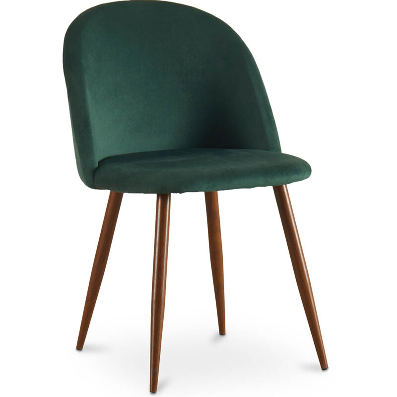 foto del prodotto sedia da pranzo rivestita in velluto design scandinavo evelyne verde scuro