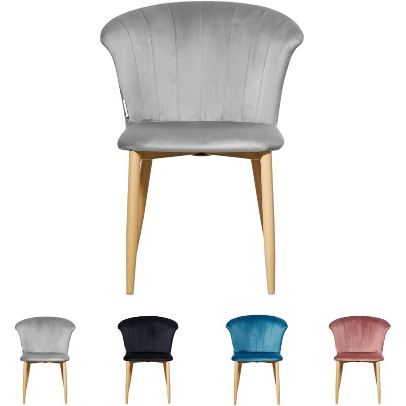 foto del prodotto sedia da pranzo singola elsa velvet sedia da pranzo moderna imbottita con gambe in legno grigio