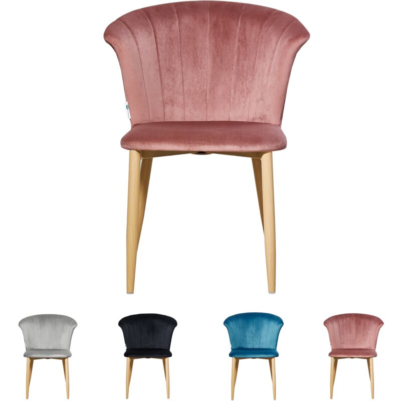 foto del prodotto sedia da pranzo singola elsa velvet sedia da pranzo moderna imbottita con gambe in legno rosa