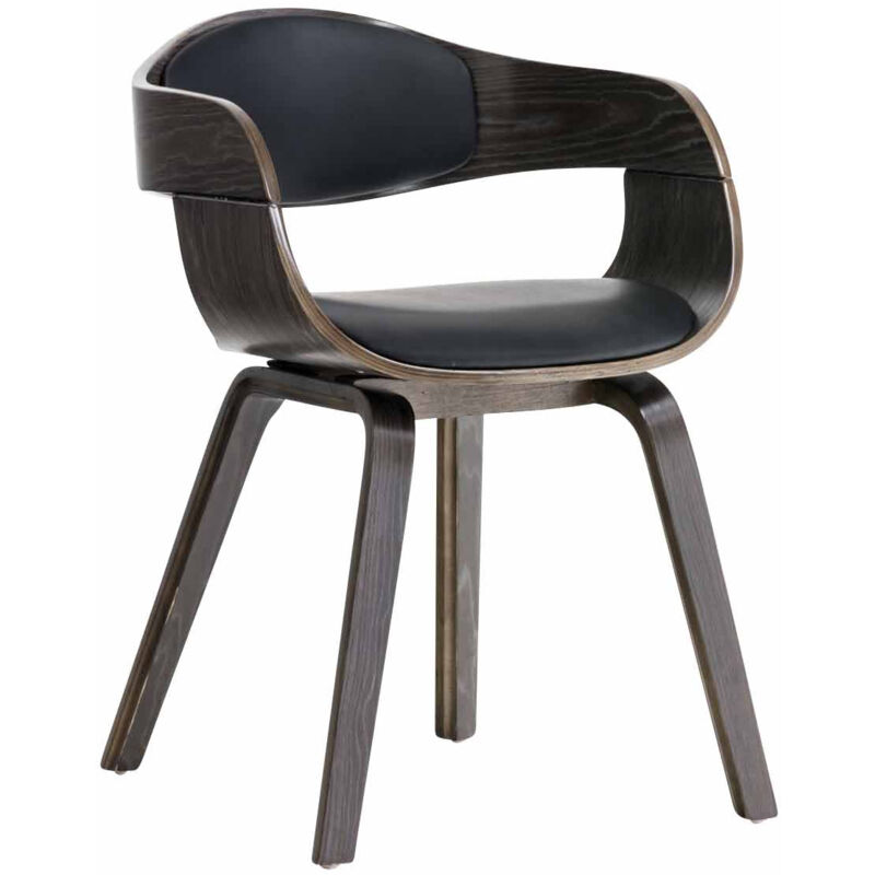 foto del prodotto sedia da sala da pranzo dal design scandinavo in pvc nero e struttura in legno grigio 100001912