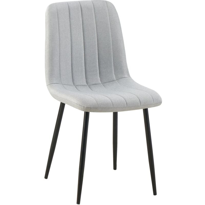 foto del prodotto sedia da sala da pranzo x1 cuciture decorative verticali seduta in tessuto grigio gambe in metallo nero 100002208