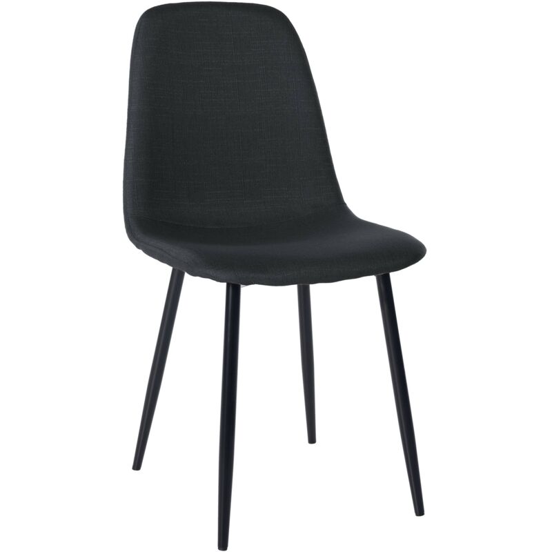 foto del prodotto sedia da sala da pranzo x1 dal design semplice con gambe in metallo nero, seduta in tessuto nero 100002073