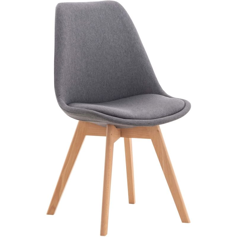 foto del prodotto sedia da sala da pranzo x1 design scandinavo in tessuto grigio e gambe in legno chiaro 100002295